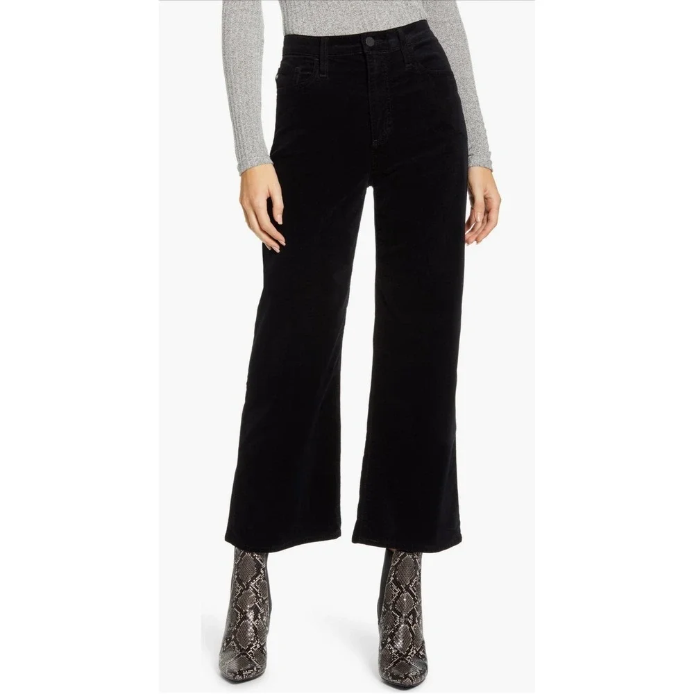 AG Adriano Goldschmied The Etta High Waist Wide Leg Crop Pants Black Size 4 (26)